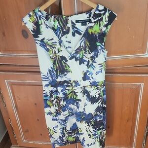 French Connection Blue and Green Floral Midi Dress